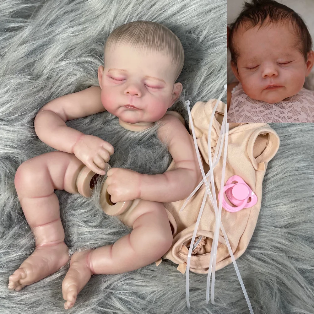 21 inch Already Painted Vinyl Reborn Doll Eric/Erica Kit Lifelike Soft Touch 3D Painted Skin Doll Parts with Cloth Body