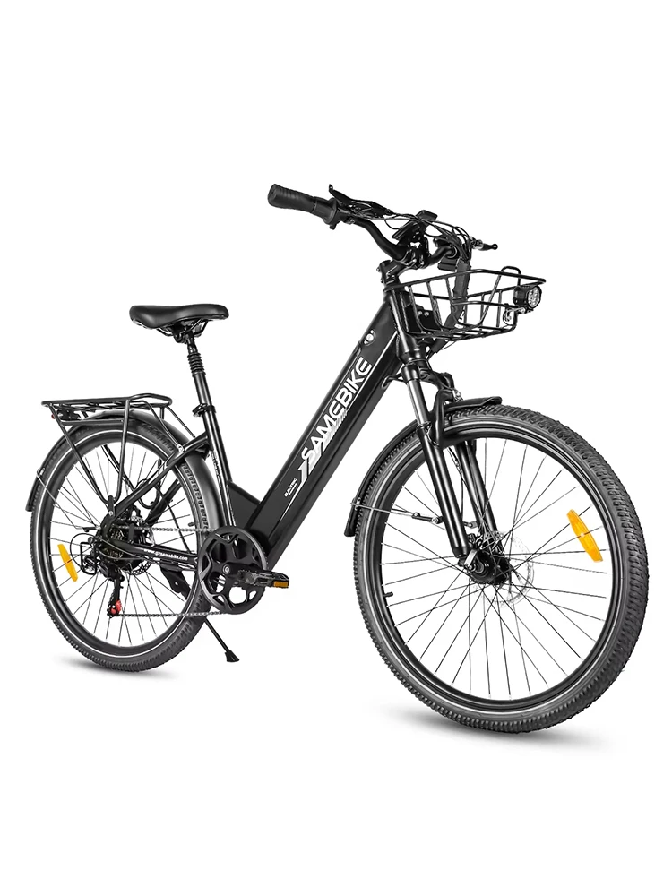 SAMEBIKE RS-A01Pro E-Bike 500W Motor 36V15AH Lithium-Akku 32km/h Elektrofahrrad mit Korb Vollgefedertes Elektro-Mountainbike 26 Zoll Allterrain-Reifen Reise-/Stadtpendler-Elektrofahrrad für Erwachsene