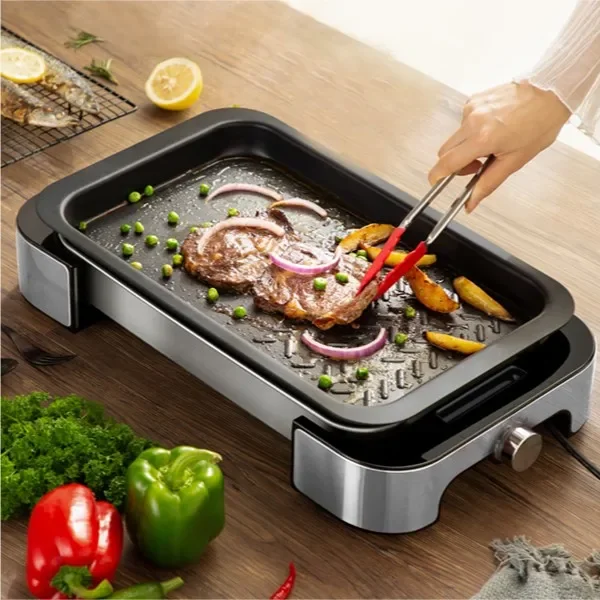 Household Electric Pan Grill 1000W Griddle With Non-Stick Surfaces Indoor Grill Plate