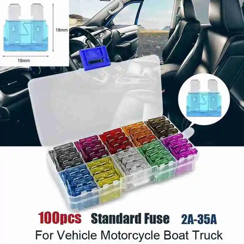 50/100PCS Automobile Insert Fuse Colorful Car Fuse Set Replacement Parts For Automotive Wear Parts Auto Reparing Accessory