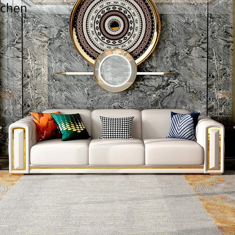 Z1  new light luxury leather sofa living room combination size modern simple first-layer cowhide sofa