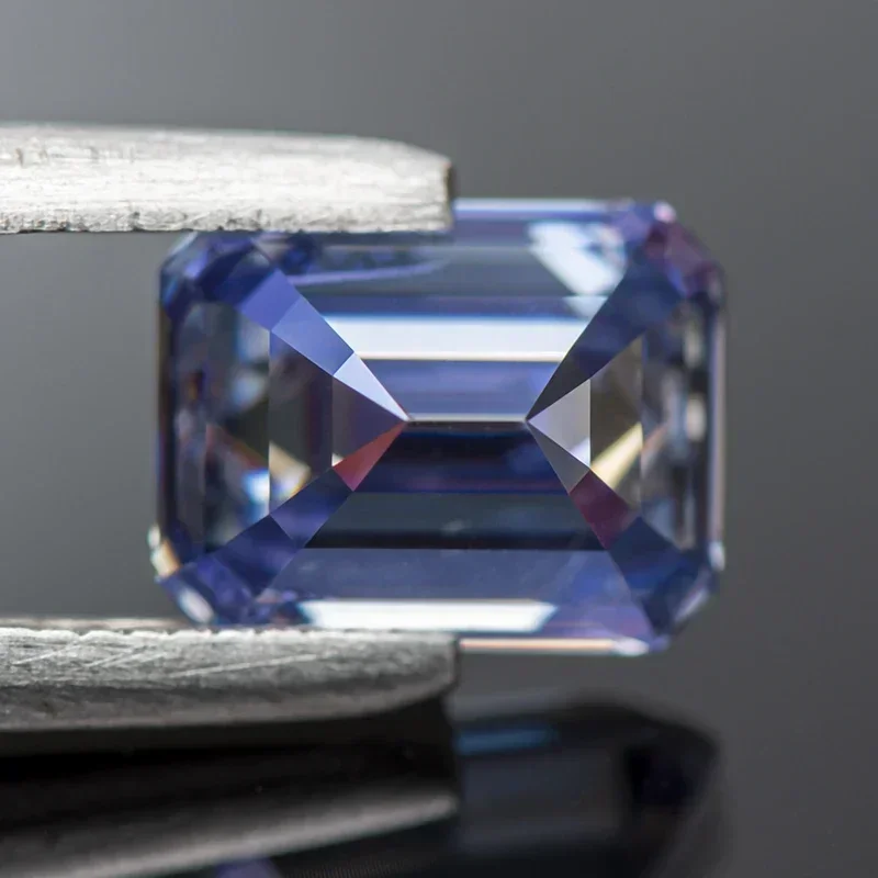 Moissanite Stone Emerald Cut Lavender Color VVS1 with GRA Certificate for Gemstone Charms Advanced Jewelry Making Materials