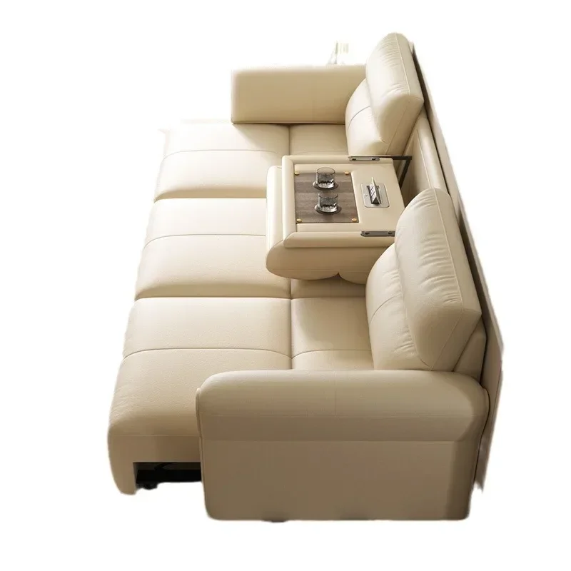 

Internet celebrity living room electric sofa bed dual-purpose multi-function modern simple full-size first-layer cowhide space c
