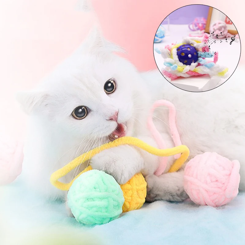 Funny Squeaky Cat Balls Toy with Bell Interactive Pet Toys for Cats Kitten Persian Cat Sphynx mascotas Supplies juguetes gotas