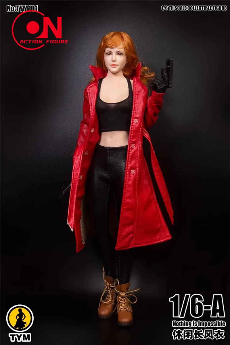 TYM101 1/6 femme longue veste en cuir coupe-vent soldat vêtements modèle adapté 12 ''TBL soldat grand buste figurine