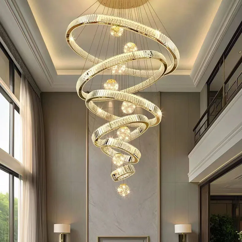 JYLIGHTING High-End Modern Luxury LED Crystal Chandelier American Design For Hotels And Living Rooms Huge Pendant Lights