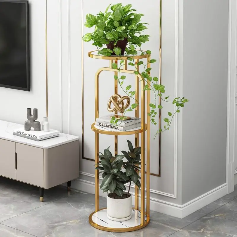 Flower rack, wrought iron living room, indoor balcony decoration, floor-to-ceiling multi-layer flower stand, storage shelf,