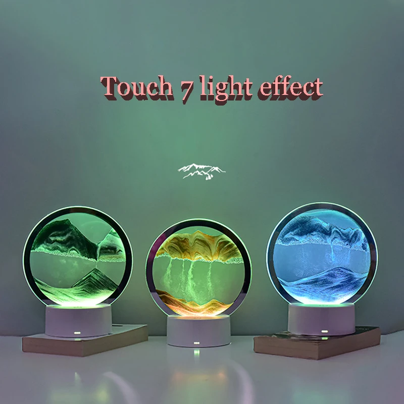 Touch Sensor Landscape Light USB Bedroom Decor Night Lights Sand Painting Effects Creative Quicksand Living Room Decorative Lamp