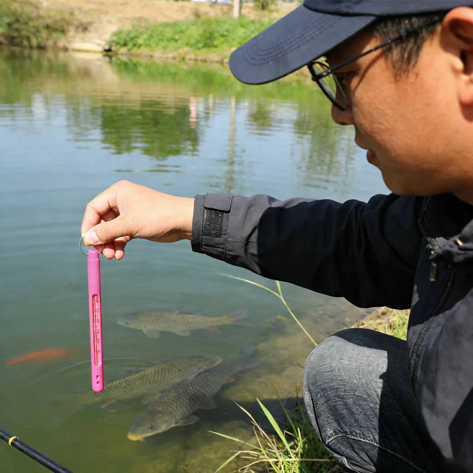Outdoor Fishing Water Thermometer Lake Temp Gauge for Stream Liquid Temperature