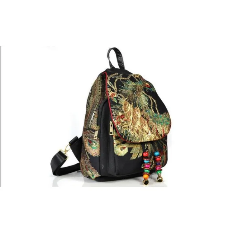 New Backpack  Bags Yunnan Ethnic Style Embroidery Women's Bags Peacock Embroidered Canvas High Value Exquisite Women's Backpack