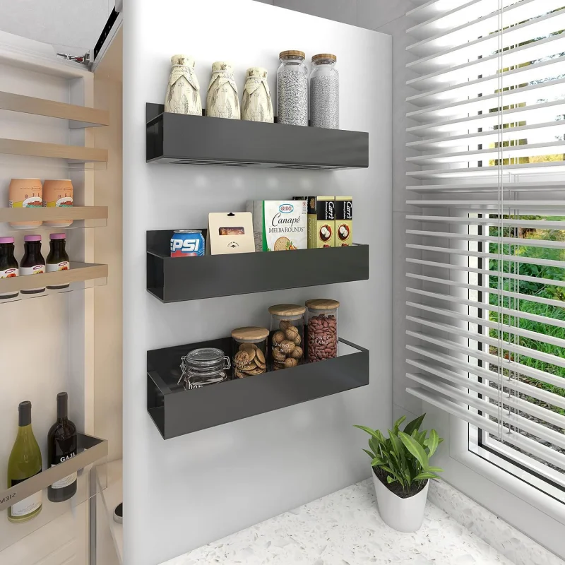Magnetisches Kühlschrank-Seitenregal, nicht perforiertes, bewegliches Gewürzregal, Kühlschrank-Seitenregal, Regal für Küchenbedarf