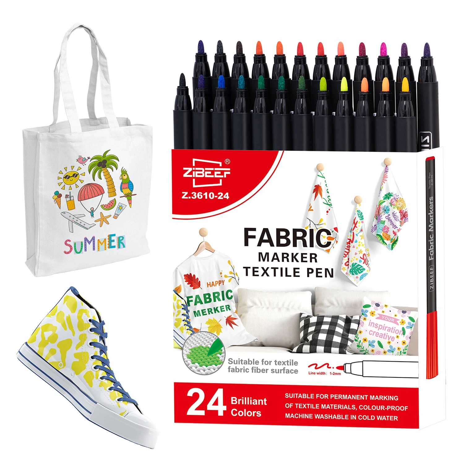 12/24 Colors/set Waterproof Colorfast Fabric Textile Marker Pen Permanent Pen for DIY Clothes Art Graffiti Drawing Painting Pen