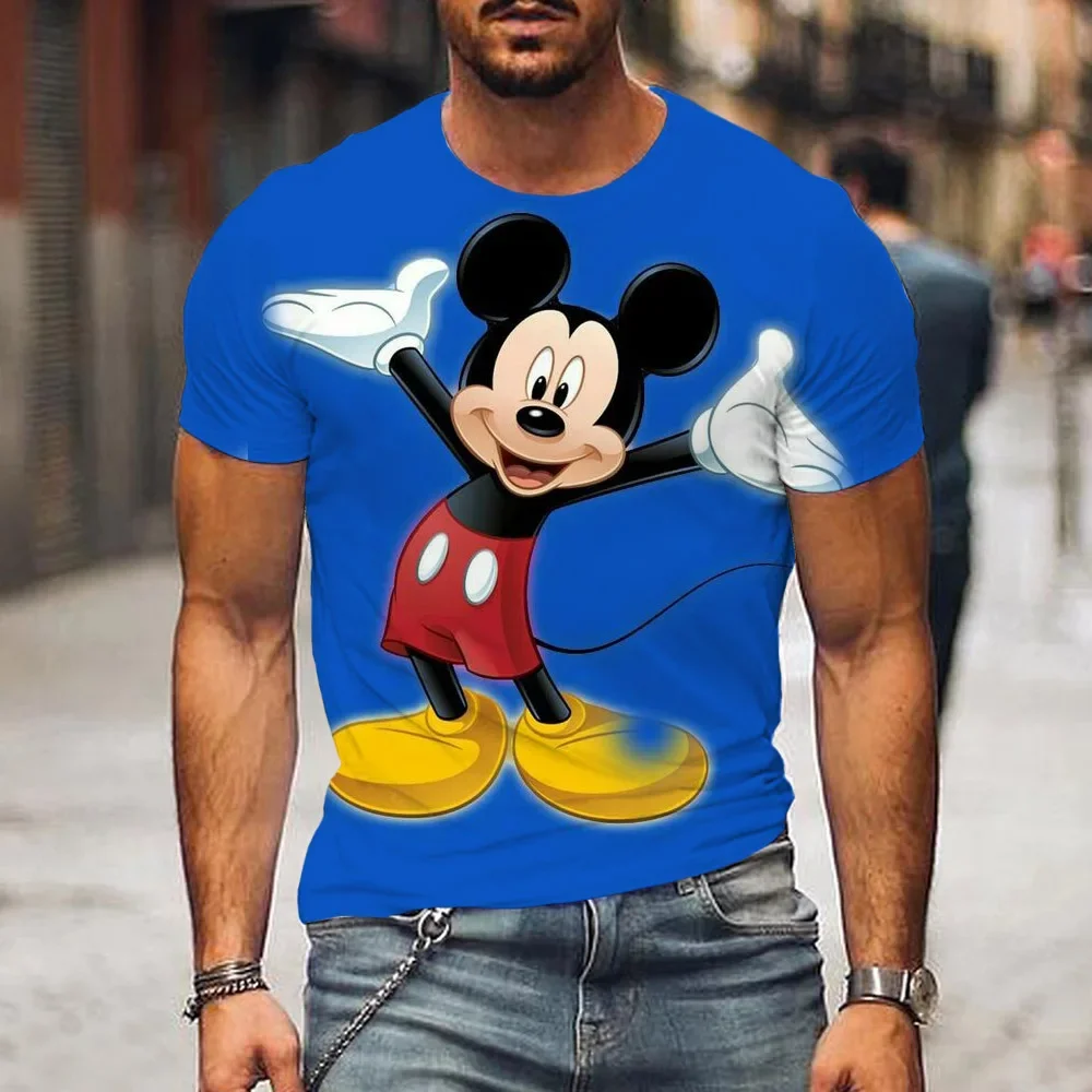 

2024 Disney Mickey Mouse 3d Print T-shirt New T-shirt Animation Top Summer Street Couple Parent-Child Short Sleeve