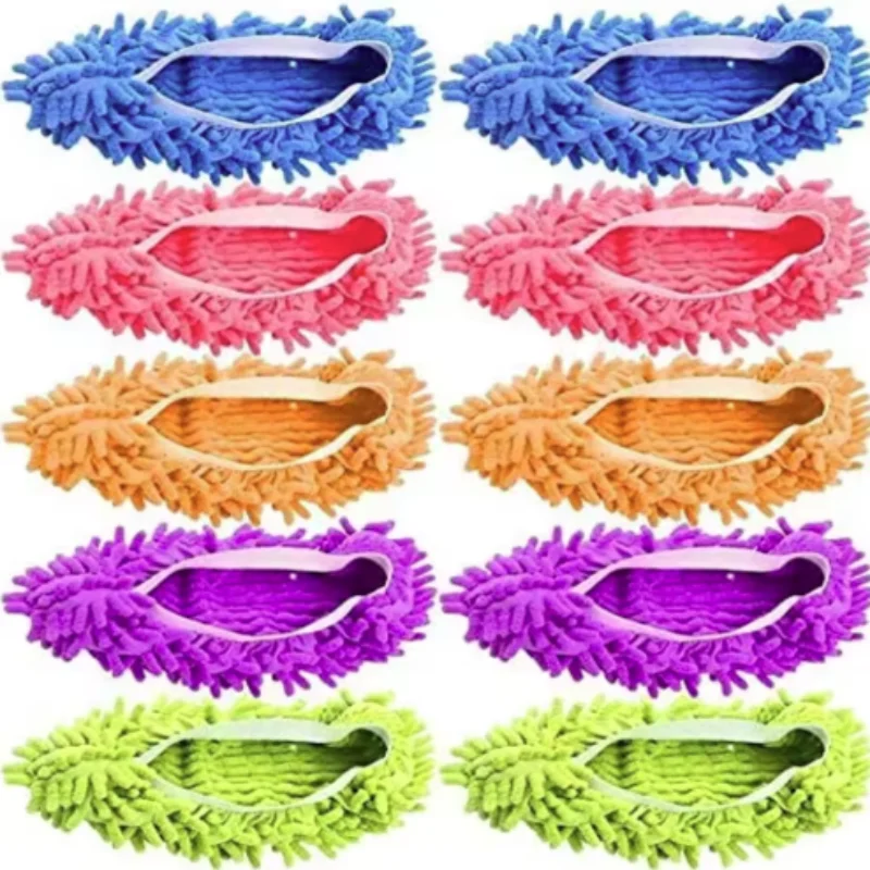 Chenille Dust Mop Slippers Home Floor Cleaning Mopping Shoes Water Uptake Foot Socks Mop Caps MultiFunction Cleaning Shoes