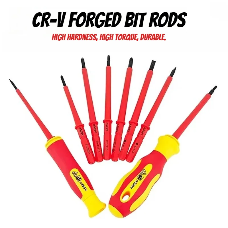 10pcs Insulated Screwdriver Set - with Magnetic Interchangeable Blades for Safe Electrical Work - Professional & DIY Use