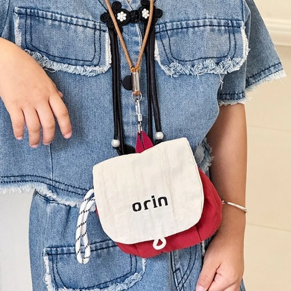

Portable Cloth Neck Hanging Bag Flip Mini Children Coin Purse Headphone Bag Korean Style Small Item Bag Outdoor