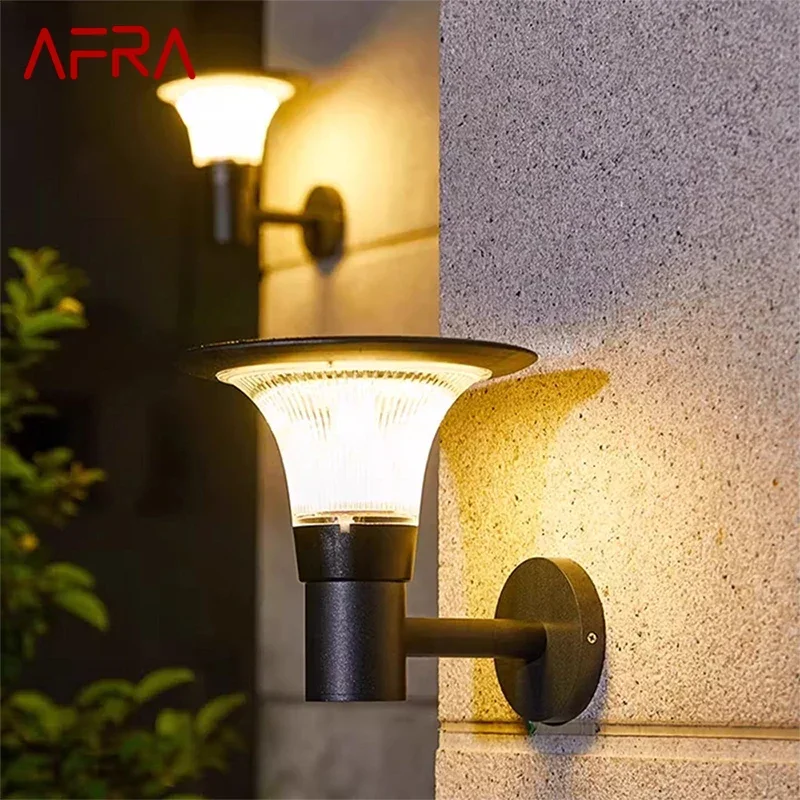 AFRA Contemporary Solar Outdoor Wall Lamps Simplicity Waterproof Creative Balcony Hallway Courtyard Villa Gate Hotel