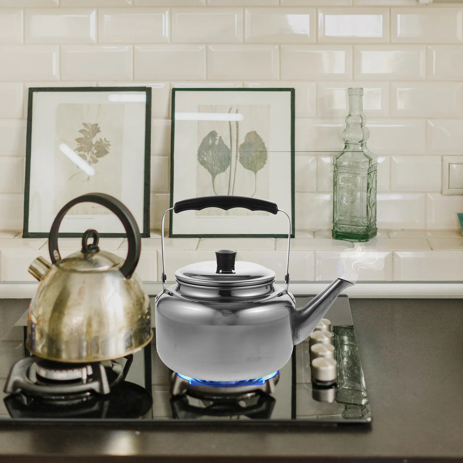 

Stainless Steel Water Kettle 1.05L Portable Anti-Scald Handle Heating Teakettle Boiling Water Pot Household Use Induction Cooker