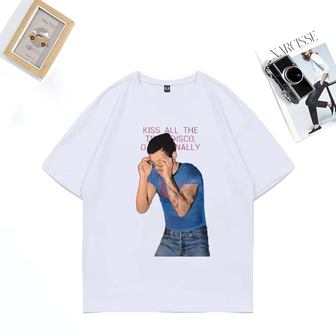 

Harry Styles Kiss All the Time album vintage T-shirt Men women ' s Hip Hop streetwear short sleeve t shirt Cotton plus size tops