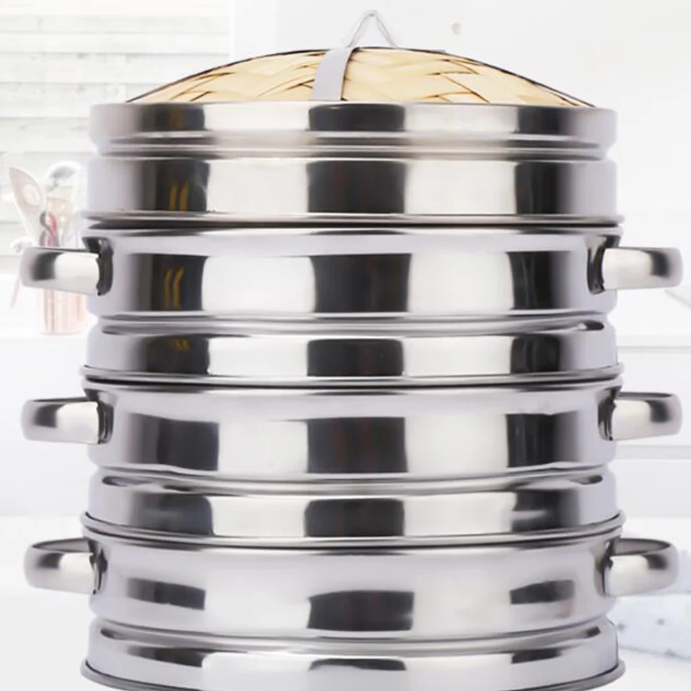 

22cm Stainless Steel Bamboo Steamer Basket Eco-Friendly Safe for Long Term Use Kitchen Steam Rack for Buns and Dumplings