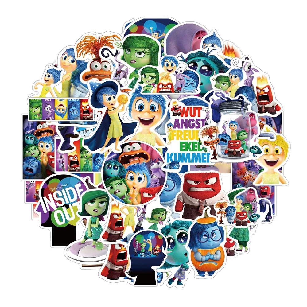 Disney Cartoon Inside Out Adesivos, Decalques impermeáveis, Graffiti Telefone, Laptop, Bicicleta, Vinil Legal Adesivo para Crianças, Brinquedos, 10 Pcs, 30 Pcs, 50Pcs