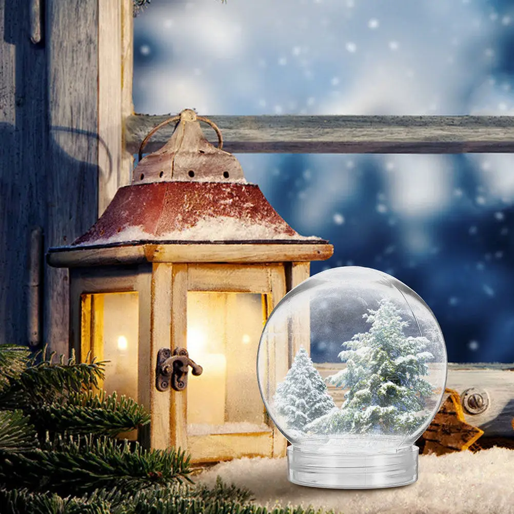 6Pcs Clear Plastic Snow Globe 270Ml Screw Lid DIY Candy Storage Water Globe Craft Display Decoration Plastic Candy Jar with Lid