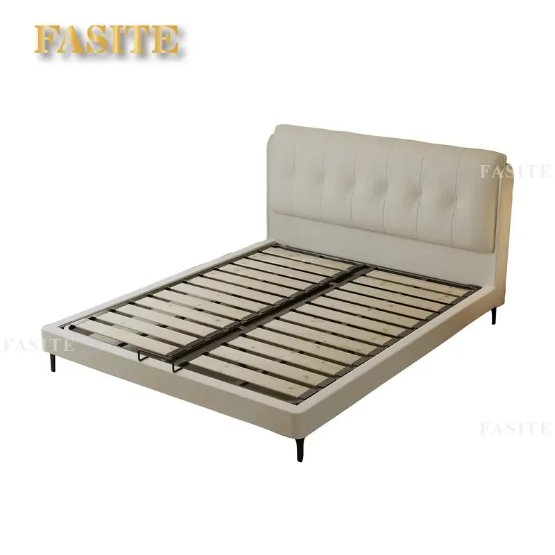 For 1.5m 1.8m Modern Simple Leather Bed Double Master Bedroom High Footboard Suspension Design Comfortable Durable Furniture