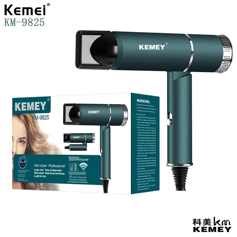 Kemei km-9825 Foldable Fashion Simple Body High Power Electric Hair Dryer Professional Styling Hair Dryer