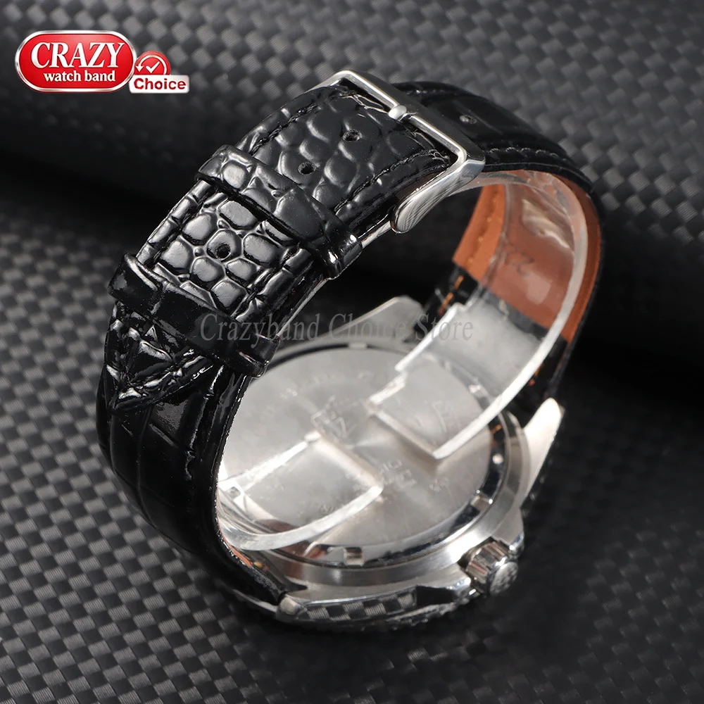 Leder-Uhrenarmband mit Eidechsenmuster, 18 mm, 20 mm, 22 mm, Business-Universal-Armband für Herren und Damen, Ersatz-Uhrenarmband, Zubehör, Braun – Detail 9