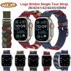 Logo Bridon Single Tour Strap For Apple Watch Series 9 45mm 41mm 44mm 42mm Nylon Sport Bracelet Ultra 2 49mm SE 6 7 8 38mm 40mm