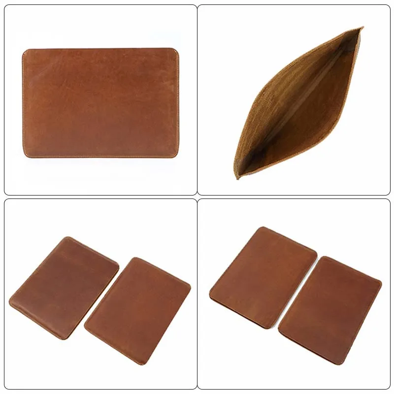 AIGUONIU New Cowhide Leather Laptop Cover Case Pouch Bag Genuine Leather Laptop Sleeve for 13\