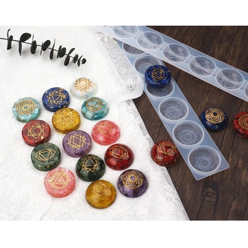 F42F 7 Chakra Stones Resin Mold Rune Silicone Mold Symbol Rune Letter Epoxy Mold DIY Symbol Word Casting Mold DIY Resin Craft