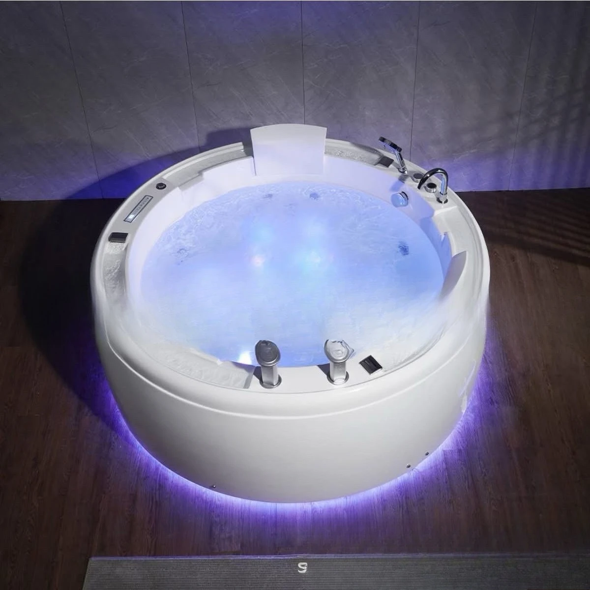 Acrylic round bubble Jacuzzi Smart colorful lights with surf hotel bath