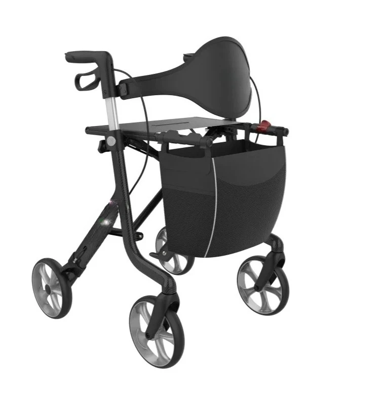 Wheeled walker carbon fiber aluminum alloy portable folding handcart for the elderly