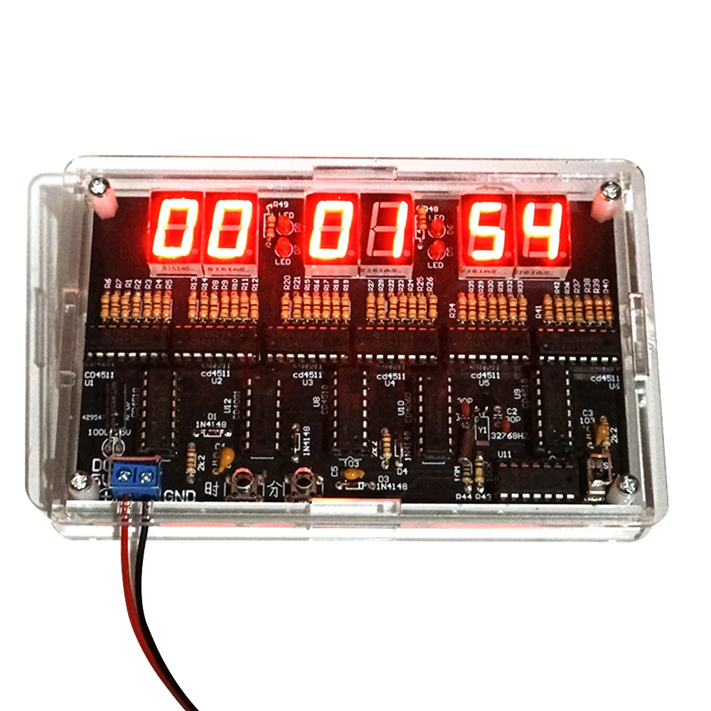 

6 Digits DIY Clock Kit DC 4.5V-5.5V Auto Display Time DIY Alarm Clock Soldering Practice Kit with case for Students and Diyers