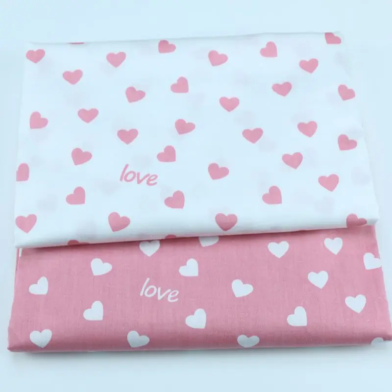 160x50cm Cute Girl Heart Peach Printed Cloth Pink Red Black White fabric, Handcraft Patchwork Sewing All Cotton Cloth