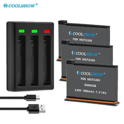 For Insta360 X2 1900mAh Battery Charger Camera 360 Panoramic Action Camera Batteries Accessories For Insta360 ONE X2