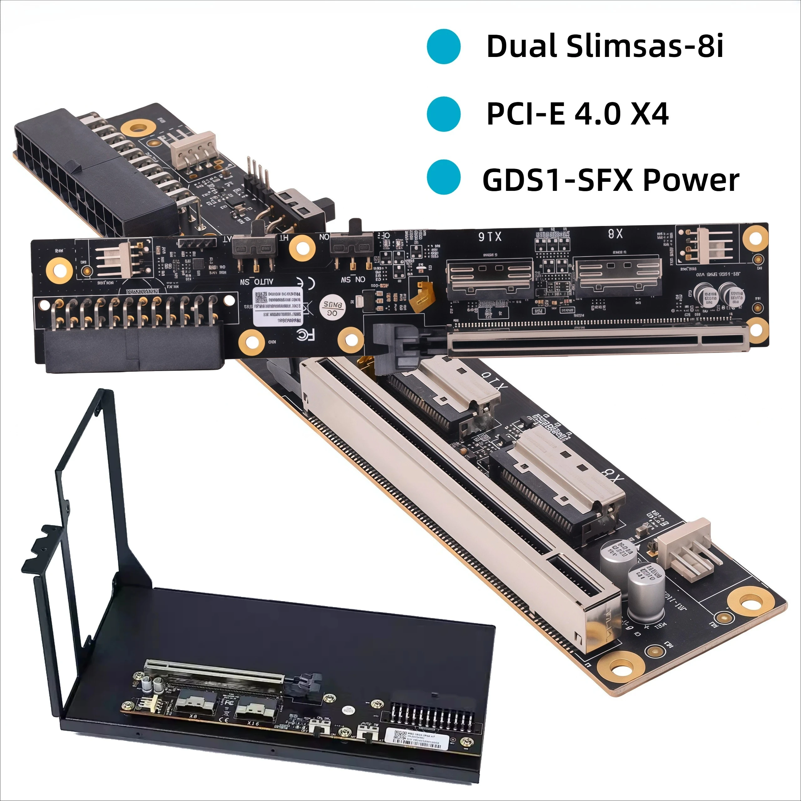 Dual SlimSAS 8i Oculink Graphics GPU Dock Bracket External Laptop Mini Host EGPU- GDS1-SFX Power Supply PCI-E 4.0 X16 Riser Card