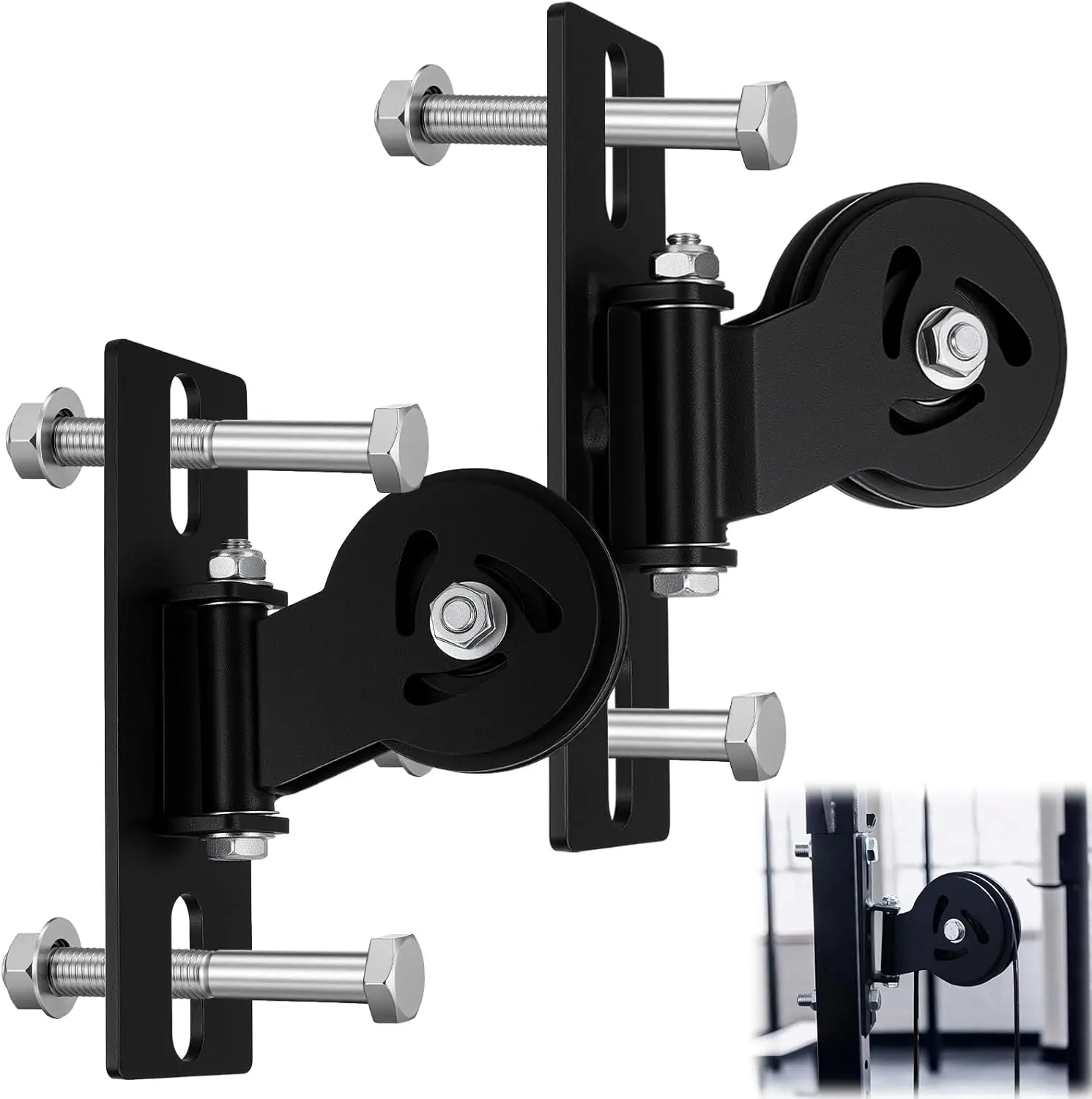 Cable Pulley System for Squat Racks - Heavy-Duty 180° Swivel, Fits 1" or 5/8" Holes, Extended Slot Design for Home Gym