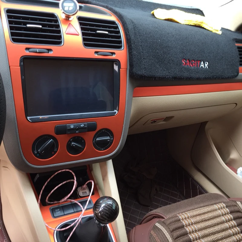 For Volkswagen Golf 5 MK5 4 doors Interior Central Control Panel Door Handle Carbon Fiber Stickers Decals Car styling Accessorie