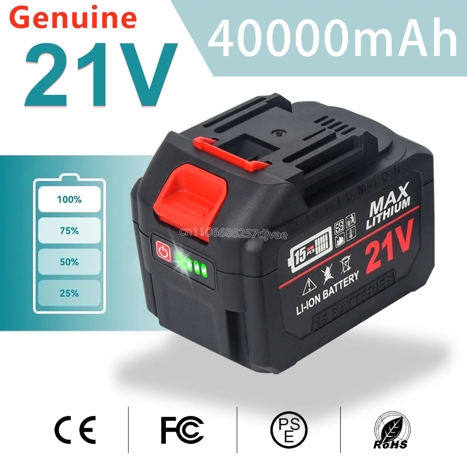 Original 40000mAh 21V Rechargeable Lithium-Ion Battery for Makita 18V 20V Cordless Dirll/Brushless Wrench/Screwdriver