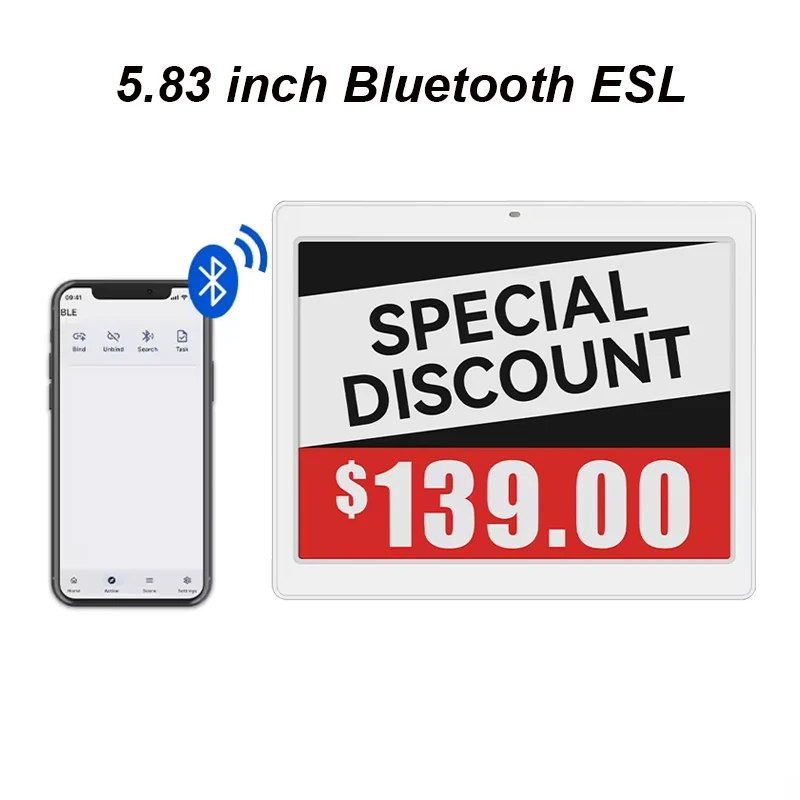 5.83 inch Bluetooth Digital Electronic Smart Price Tag Electronic Shelf Label E-paper Display for  Supermarket Grocery Factory