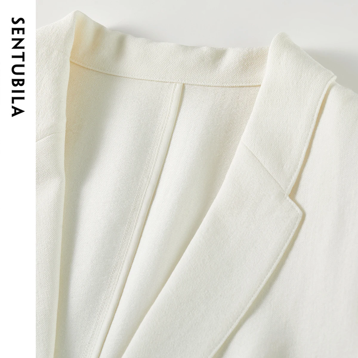 SENTUBILA Women Office Lady Blazer Suit Outwear Summer Button-Down Shoulder Pads Three Quarter Sleeves Short Jackets 152XC1936