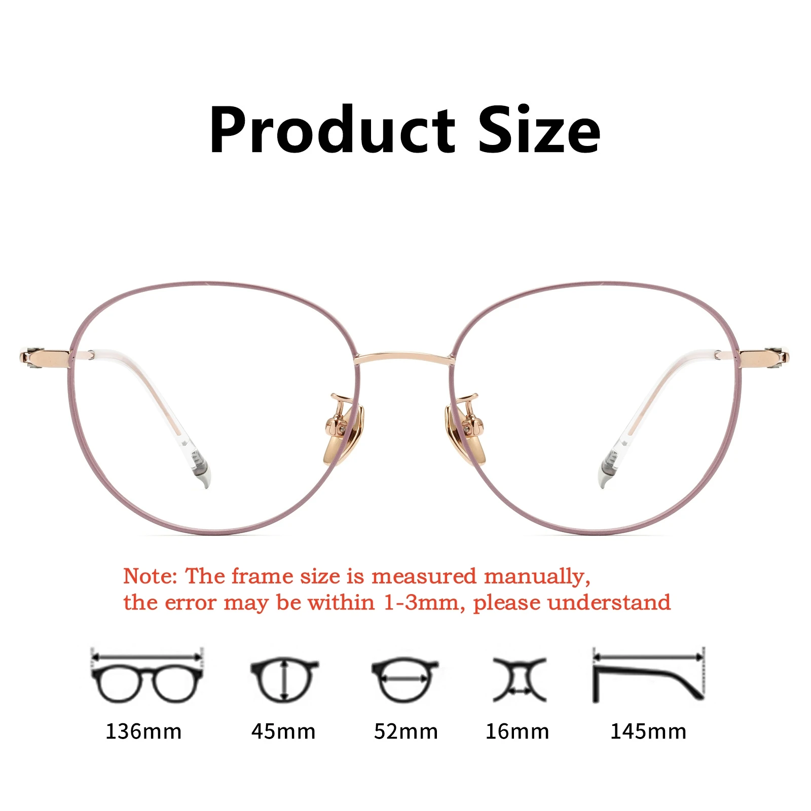 YIMARUILI Titanium Retro Round Women's Glasses Ultra Light Temperament Artistic Thick Border Design Small Size Eyeglasses Frame
