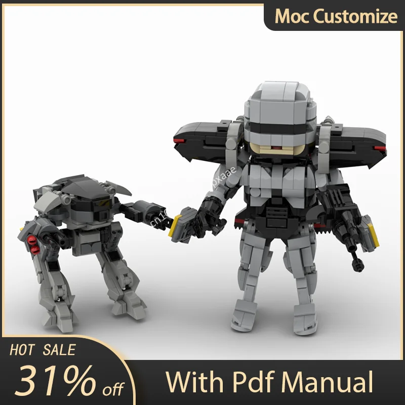 992pcs Moc Movie Series Law Enforcement Robots Battle Mech Model Building Blocks Creative Assembly Bricks Toys Kids xmas Gifts