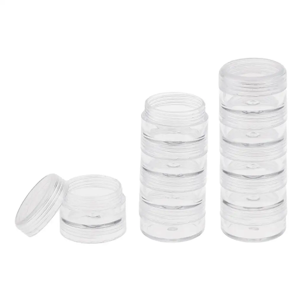 Set of 2 Storage Stackable Screw Containers Transparent 5 Pearls Nail