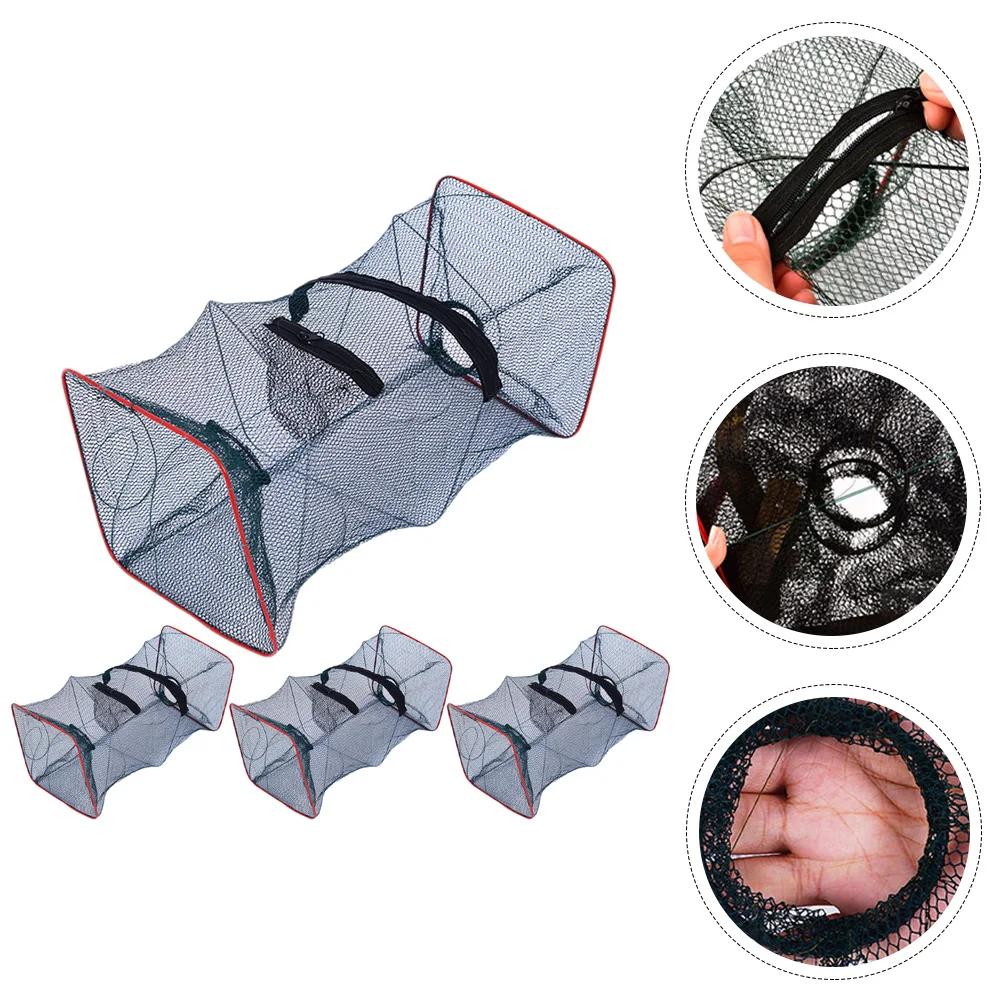 

4 Pcs Crab Fish Net Basket Crayfish Throwing Fishnets Fishing Trap Lobster Mesh for