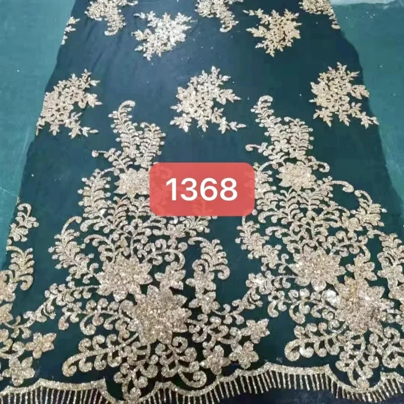 

Темно-зеленая модная африканская ткань с блестками, вышивкой, сетчатым кружевом, приклеенными пайетками, для свадебных вечеринок, с золотым напылением, тюль