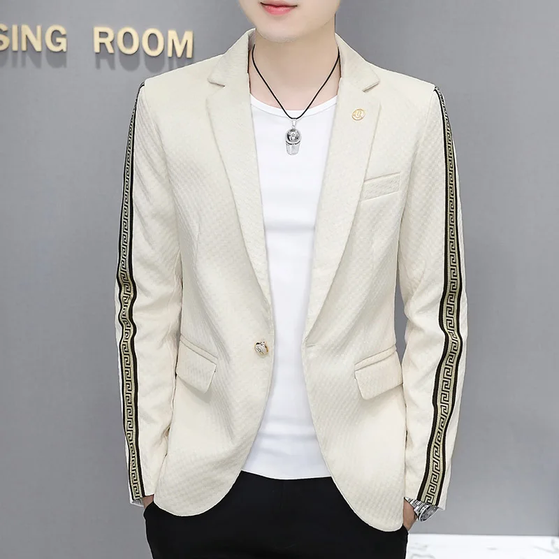 

Новая мужская приталенная повседневная рубашка-куртка в корейском стиле, модный молодежный осенний топ