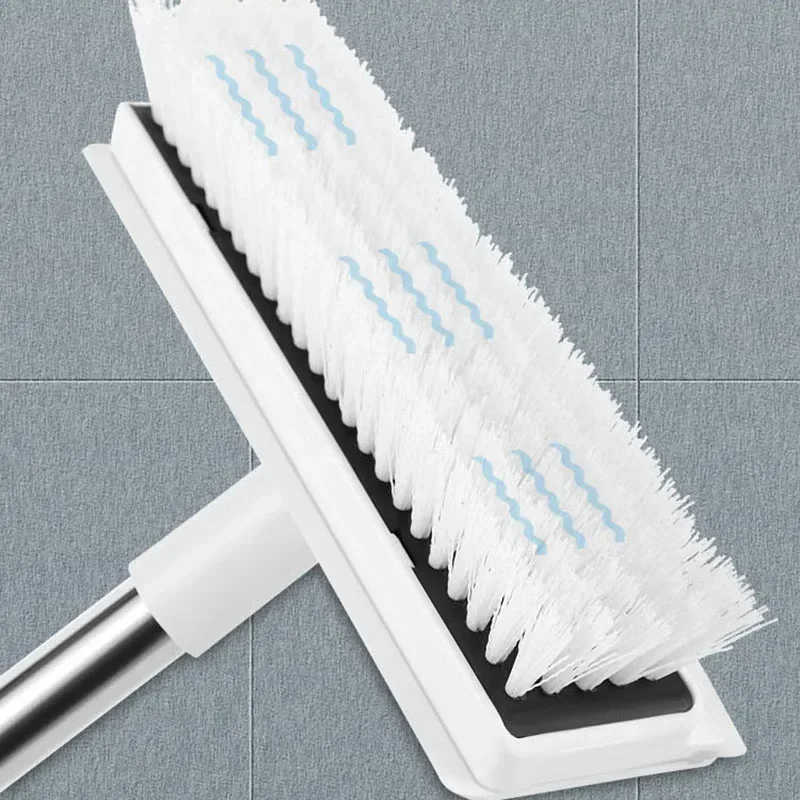 Household 2 in 1 Long-handled Floor Brush Hard-bristle Brush Toilet Bathroom Scrubbing Brush Tile Gap 360° Cleaning Broom